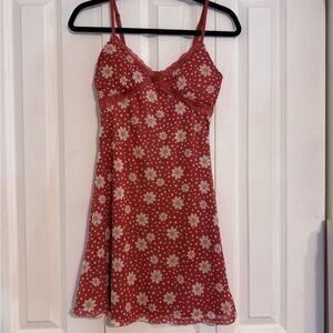 No Boundaries Orange Floral Lace Trim Top